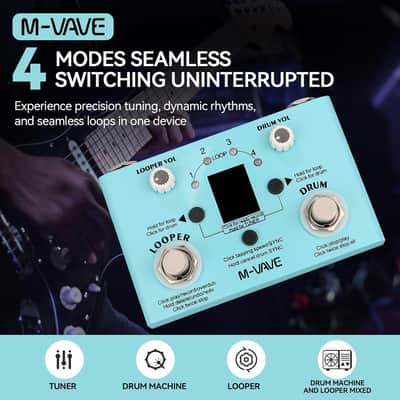 M-vave Lost Tempo V2 Looper Pedal Drum Machine with Tuner 11-Minute Loop, 30 Preset Drum Patterns, App Editing & Sharing (Price includes the import duty for US buyer) image 2