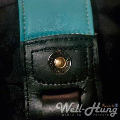 Well-Hung ZAP! "Turquoise" 3" wide padded leather guitar strap, w/python bolt image 6