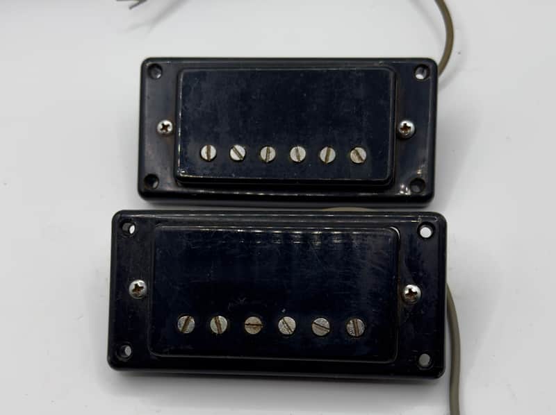 Teisco Humbucker Sized Single Coil Pickup Set ( Flat Poles ) MIJ Japan 1970s - Black image 1