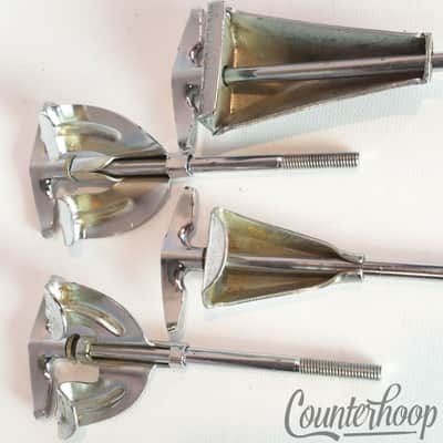 *Pearl 4x Bass Drum Tension T-Rods+Claws Metric Japan Chrome 4 1/4" Vintage 60s* image 3