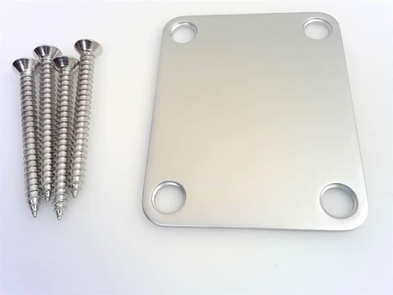 True Custom Shop® Matte Brushed Chrome Neck Plate/Screws for Fender Strat Tele image 1