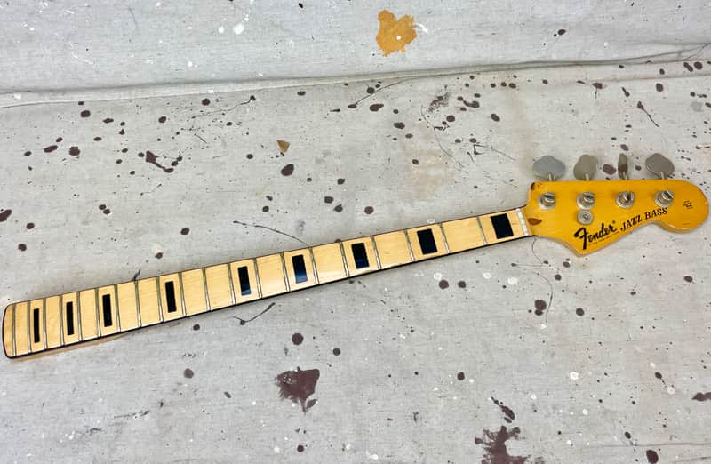 1970's Fender Jazz Bass Neck & Tuners Maple with Black Block Vintage ~1971-1974 image 1