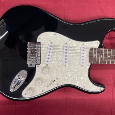 Squier Strat - Black W/ Pearloid Pickguard image 2
