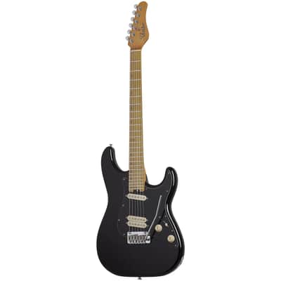 Schecter MV-6 Solidbody Electric Guitar, Gloss Black image 1