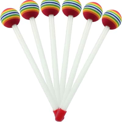 6 Pieces Lollipop Felt Drum Stick, 8.3 inch Timpani Mallets, Soft Foam Head Percussion Sticks, Rainbow Plastic Drumsticks Hand Percussion Toy for Adults Musical Instrument Accessories image 1