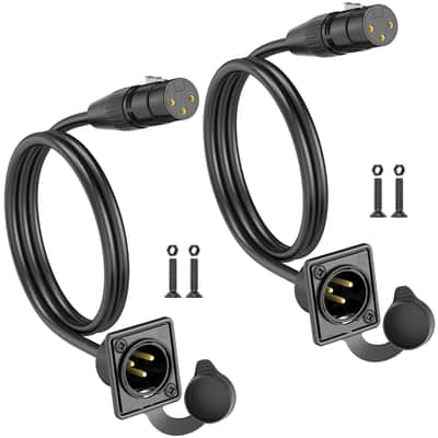 Premium XLR Pass Through Cable Male to Female, No Solder, for Stage Box, Patch Panel, Floor Box - No Solder for Pro Audio Installations - 2 Pack image 1