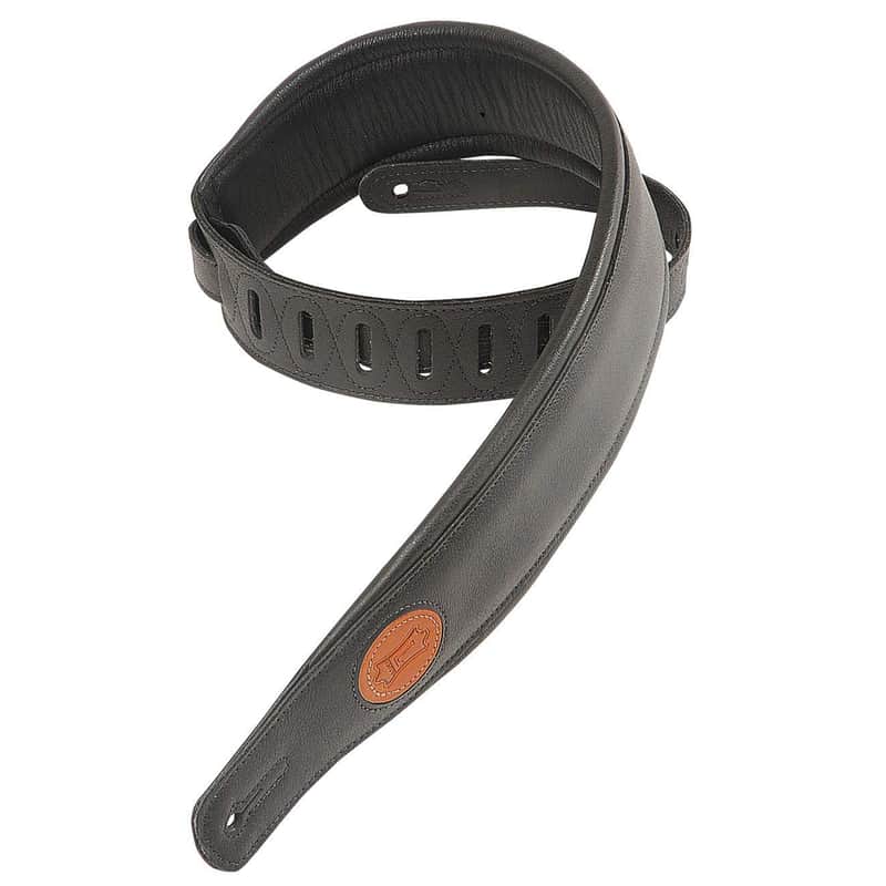 Levy's Signature Legacy Series 3" Wide Garment Leather Guitar Strap Pebbled Black image 1