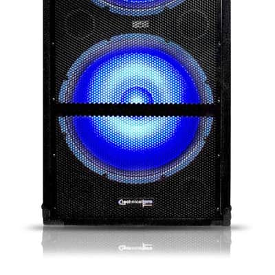 Technical Pro VRTX215LED Dual 15" 7-Way 1800 Watt Carpeted Speaker Cabinet W/LED image 1