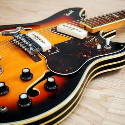 1960s Kent Model 820 Vintage Electric Guitar Japan Kawai Flame Maple 100% Stock image 6