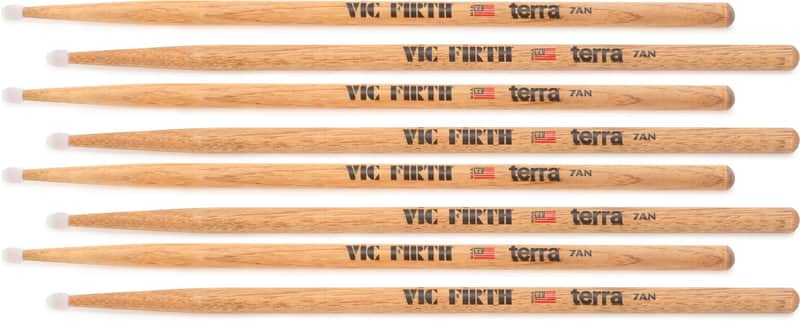 Vic Firth American Classic Terra Drumsticks - 7A Nylon Tip (4-pack) image 1
