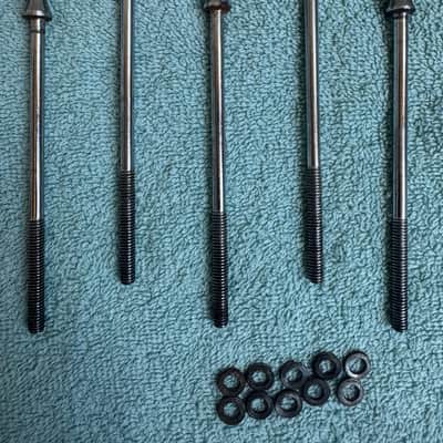 Slingerland Lot of  10 Vintage Torpedo Bass Drum T Tension 4 1/4” Rods 60s - Chrome image 2