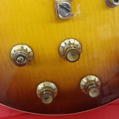 Univox Gimme electric guitar 1970's Sunburst Flame Top image 12