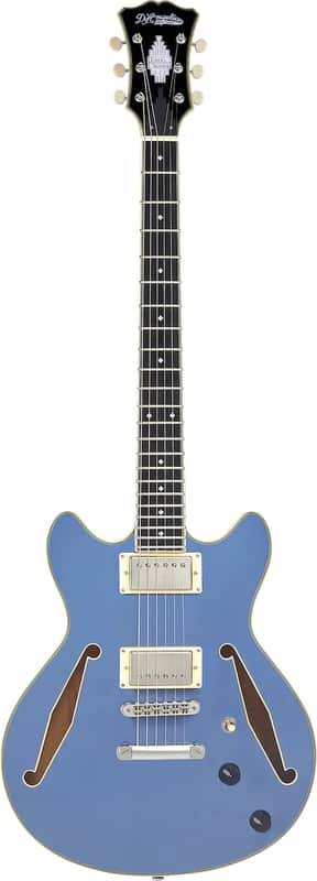 D'Angelico Excel Mini DC Tour Semi-hollowbody Electric Guitar - Slate Blue image 1