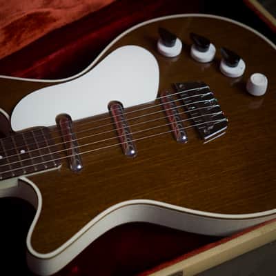 Rare Vintage 1960 Danelectro 6037 DC-3 Deluxe Triple Pickup Shorthorn Dark Walnut w/ OHSC image 2
