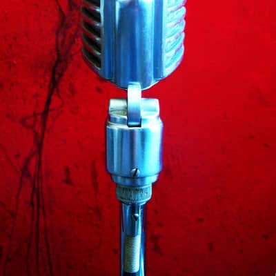 Vintage RARE 1940's Turner 34X modified dynamic microphone Satin Chrome with cable & Atlas DS-5 stand 77A 101C image 10