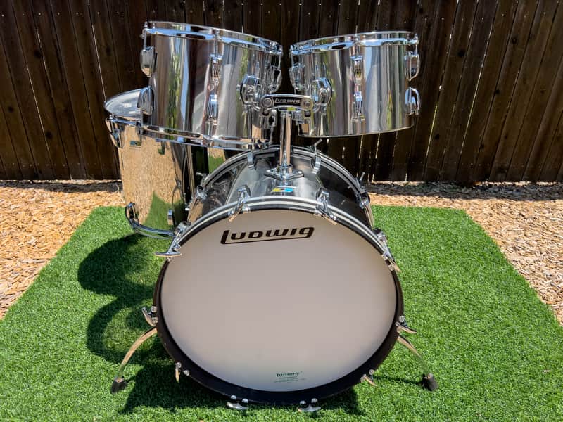 Ludwig Stainless Steel Big Beat 1970s Drum Set - Rare Collectible