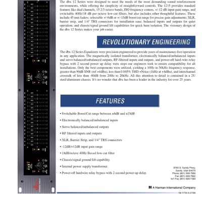 dbx 1215 Dual-Channel, 15-Band Graphic Equalizer image 5