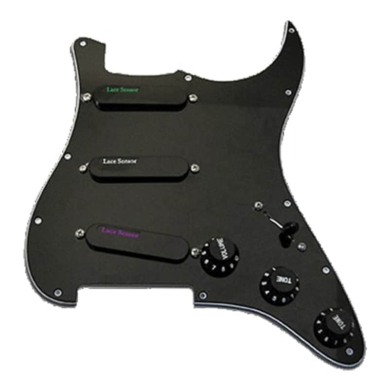 Lace Sensor Triple Rainbow Loaded Pickguard - Black w/ Black image 1