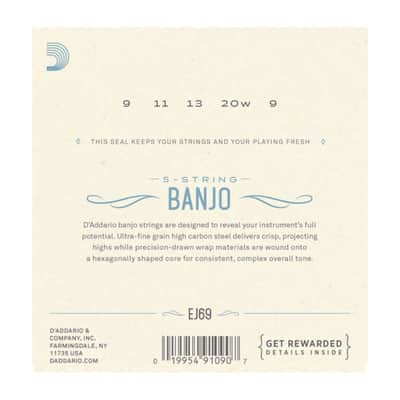 D'Addario EJ69 Phosphor Bronze 5-String Banjo Stri image 3