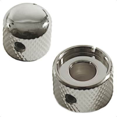Metric Stacked/Concentric Metal Dome Knob Set for Guitar & Bass-Chrome
