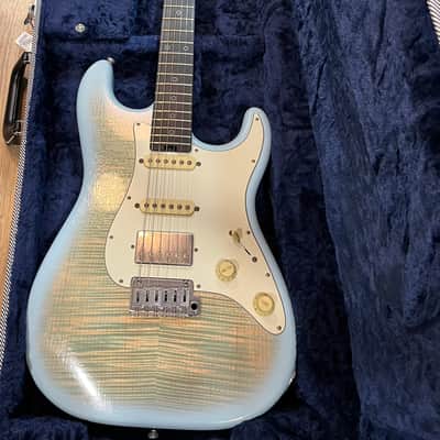 2023 Schecter USA Custom Shop Nick Johnston Traditional HSS “Wembley” Flame Top Nitro - Atomic Ice image 2