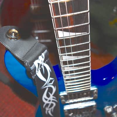2000's Jackson JS Skulls Series Dinky JS32 DKA Archtop Guitar in Transparent Tiger Blue, w/ New Dunlop Straploks, New Skull Hardware, & Nice ABS Hardshell Case image 11