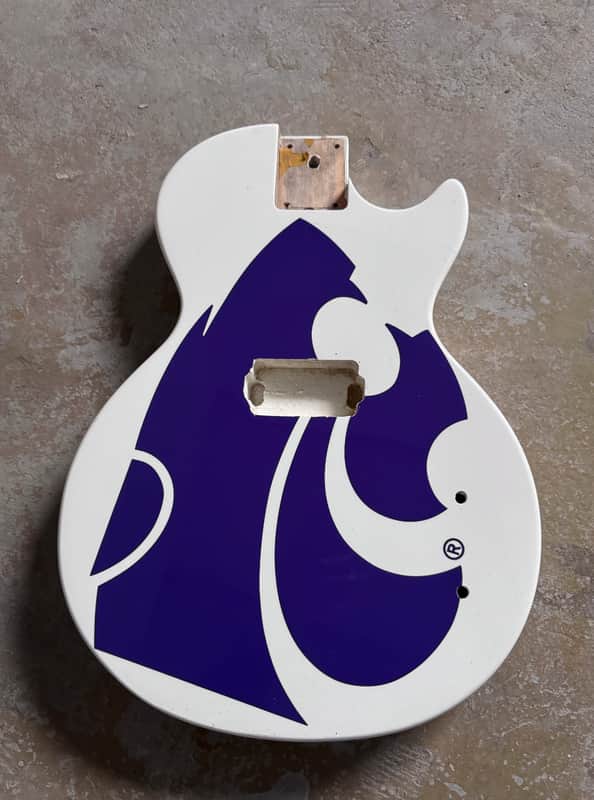 White Single Humbucker Guitar Body with Purple Top image 1