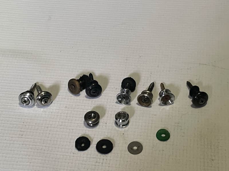 Lot of Various Brand Electric Guitar Strap Buttons Black, Chrome ++ image 1