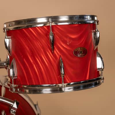 Vintage Mica-Sonic MIJ Red Satin Flame Drum Set image 17