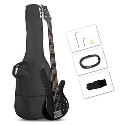 Glarry GIB 5 String Bass Guitar Full Size Open-coil HH Pickup Black + 20W Amplifier image 8