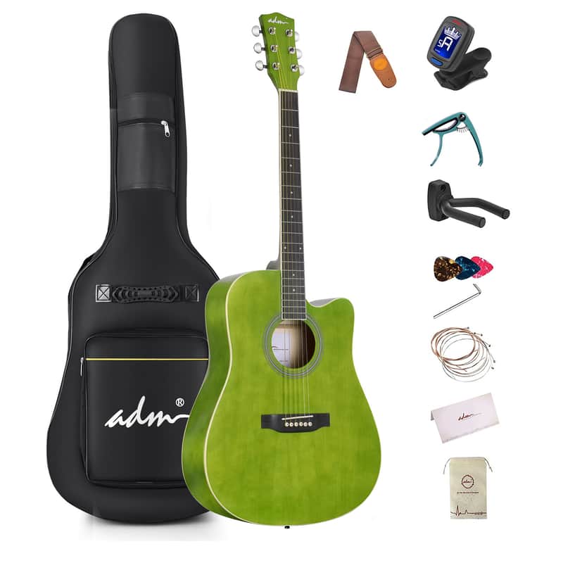 Cxxss 41 Inches Acoustic Cutaway Guitar Beginner Package - kelly green image 1