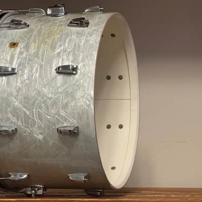 1960's Ludwig 22" White Marine Pearl 14x22 Virgin Bass Drum image 11