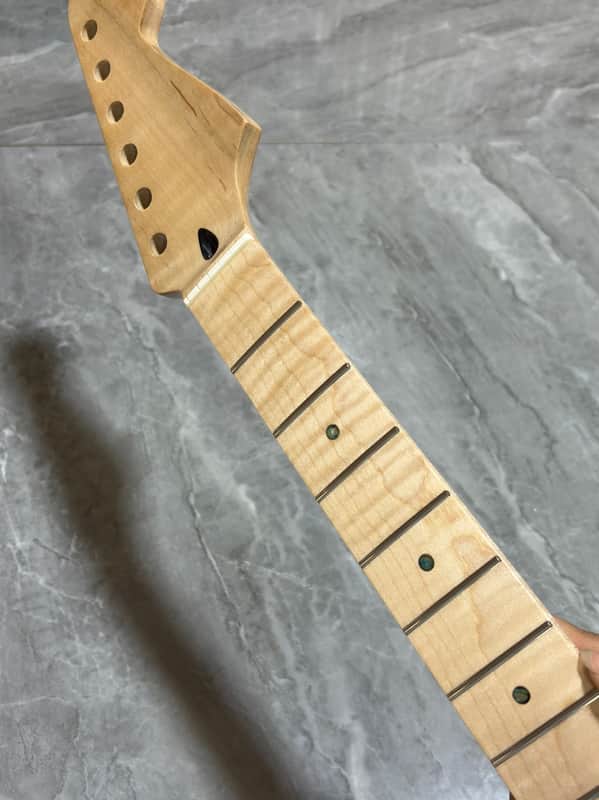 Stainless 22Frets gloss DIY Natural color Flame Maple Electric guitar Neck image 1