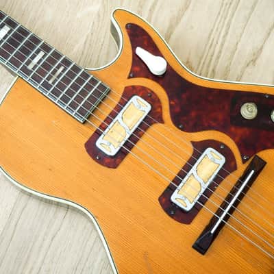 1959 Harmony Stratotone Jupiter H49 Vintage Electric Guitar, DeArmond Gold Foils w/ Tweed Case image 8