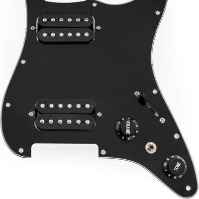 Pro-SE ST-HH-OMHA Pre-wired Pickguard with Alnico 5 Humbuckers Mini Toggle Switch for Strat Style Electric Guitar, 3Ply Black image 1