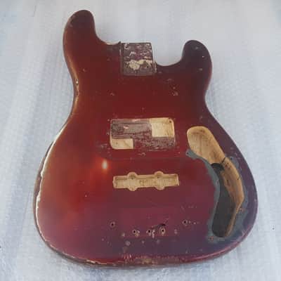 1958 FENDER PRECISION BASS BODY USA - CANDY APPLE RED image 7