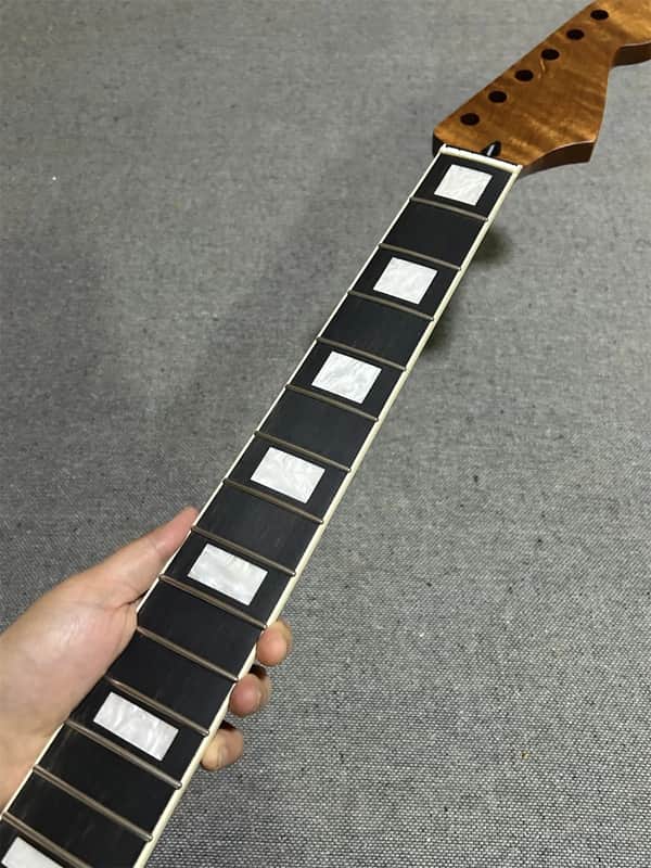 AAAA 22fret Ebony block inlay Roasted Flame Maple guitar neck part image 1