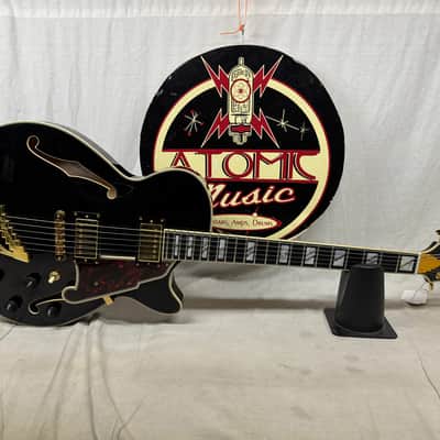 D'Angelico EX-SS Excel SS Singlecut Semi-Hollowbody Guitar with Case 2022 - Black image 2