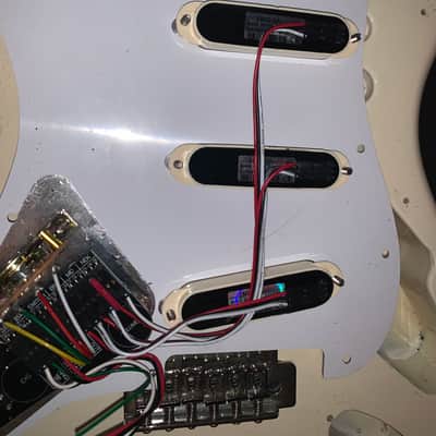 06 Fender Standard Stratocaster with  maple Fretboard David Gilmore emg’s electric guitar 2006 White image 13