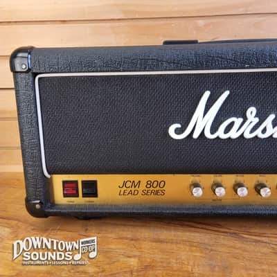 1980s Made in UK Marshall JCM 800 Lead Series Model 2210 100-Watt Master Volume Head with Reverb with Two-Button Footswitch, Switchable Ohms/Voltage image 2
