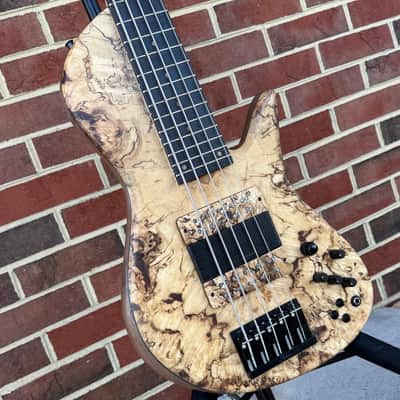 Fodera Emperor II Elite, Chestnut Burl Top, Walnut Body, Alder Tone Block, Flamed Ebony Fretboard, Flamed Ebony Ramp, Chestnut Dot Inlays, Fodera/Duncan Dual Coil Pickups, Hardshell Case image 3