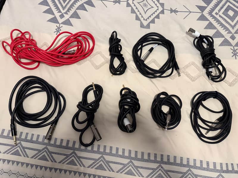 Lot of 9 XLR Male to Balanced 1/4 Cables Stereo 9 Cable Bundle image 1