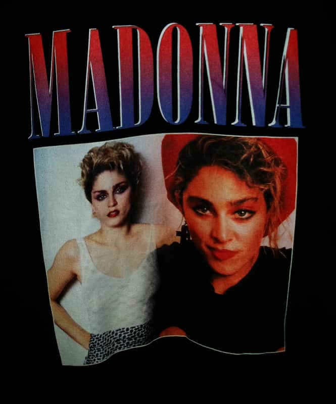 madonna 2 1980s pixs new s women tee - pop rock dance erotica true blue holiday image 1