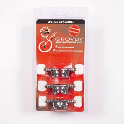 Grover 103C  Original “Milk Bottle” Rotomatic Tuners 3 +3 Chrome Finish w/Pearloid Buttons image 3