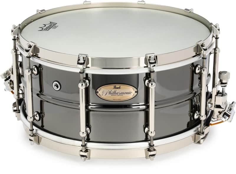 Pearl 14x6.5 Philharmonic Snare Drum Brass (1.5mm) with SR505 Triad Silent Strainer, Black Nickel (PHB1465/N) image 1