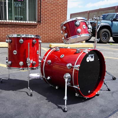DW USA Collectors Series 3pc Pure Cherry Wood Bop Shell Pack - Candy Apple Red Lacquer Custom | 12", 14", 18" image 3