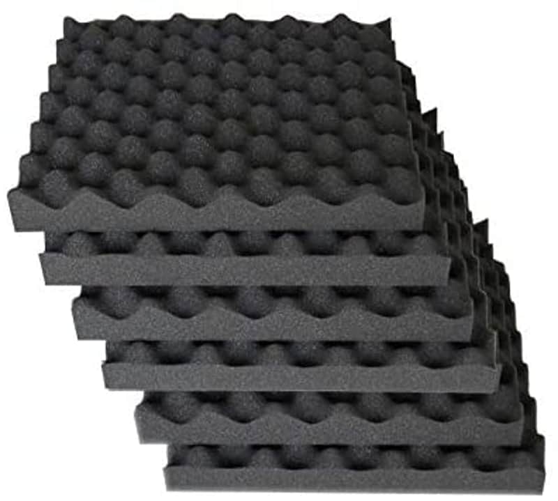 6 Pack Convoluted 2 Inch 12" W x 12" L Egg Crate Panels Acoustic Foam Sound Proof Wall Tiles image 1