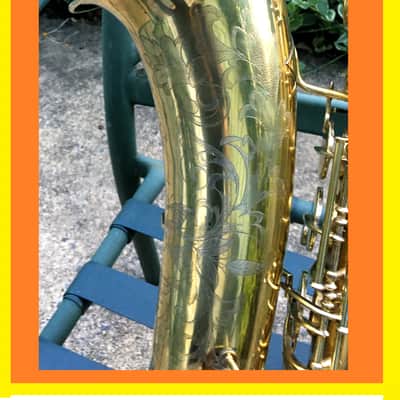 MAKE OFFER DUBBED "PAN AND PERKS" LYON AND HEALY TENOR SAXOPHONE ULTRA RARE BURNISHED GOLD PLATED ARTIST MULTI PORTRAITS TOP FINISH #6 SPECIAL ORDERED ORIGINAL MPC image 23