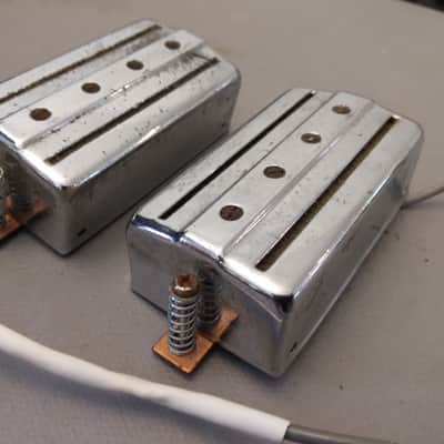 Silvertone 1490 Bass Pickup Pair 1970 Chrome Made in Japan image 1