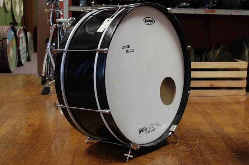 1930s Slingerland Bass Drum in Black Lacquer 9x22 image 1